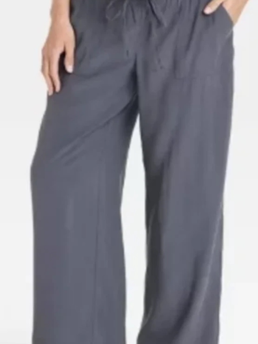 Isabel Maternity Medium Gray Wide Leg Rayon Pants with Patch Pockets